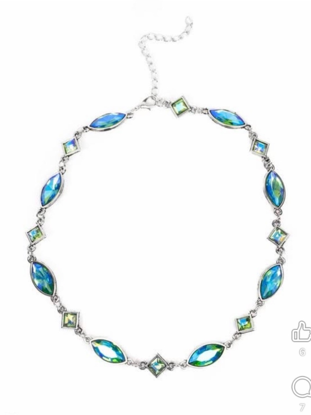 paparazzi Blue-Green Crystal Marquise & Square Choker Necklace